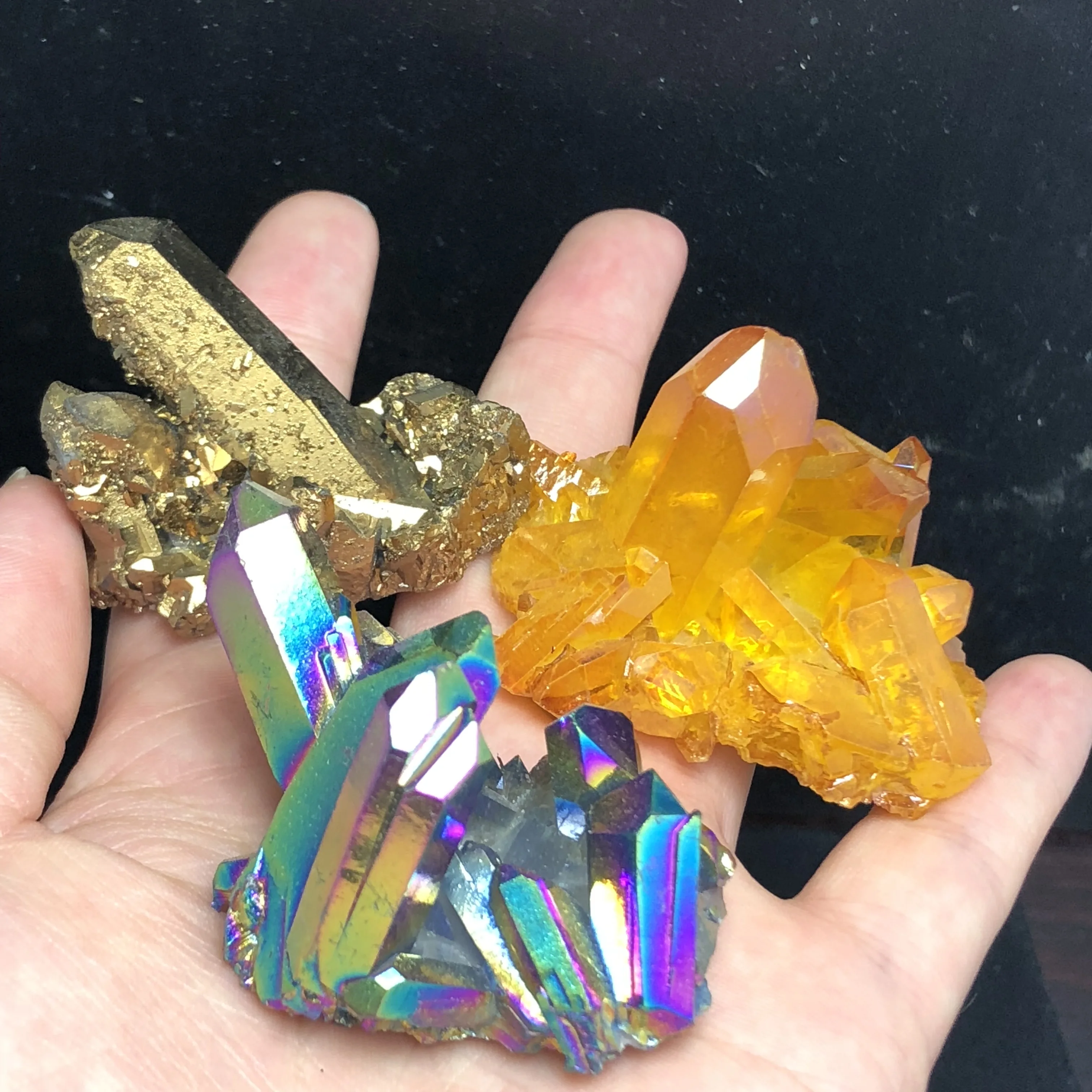 3 шт. аура кварцевый кристалл кластер Ангел Аура натуральный Druzy Geode образцы