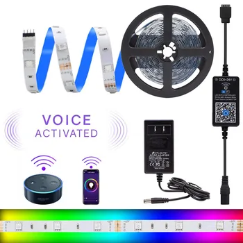 

LED Strip Lights Alexa and Google Assistant WiFi Wireless Voice Activated Light Strip Kit 16.4Ft 5050 BRG LED Lights ST34
