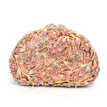 Розовая модная женская сумка-клатч золотистого цвета, серебряная вечерняя сумочка, Женская Дамская сумка, роскошный клатч со стразами на день, шикарные вечерние сумочки, 88621-B