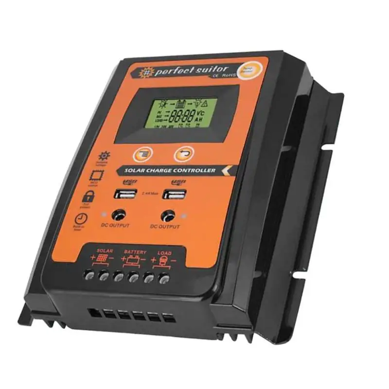 

12V/24V Solar Charge Controller Intelligent LCD Display Auto Temperature Compensation Solar Controller Regulator