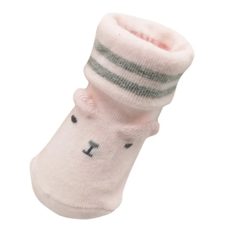 Детские Нескользящие носки с ушками, новые милые носки для малышей - Цвет: Розовый