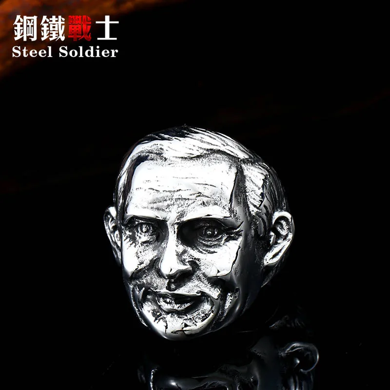 

Steel soldier distinguished president for Russian Putin face desgin great man ring unique 316l stainless steel jewelry