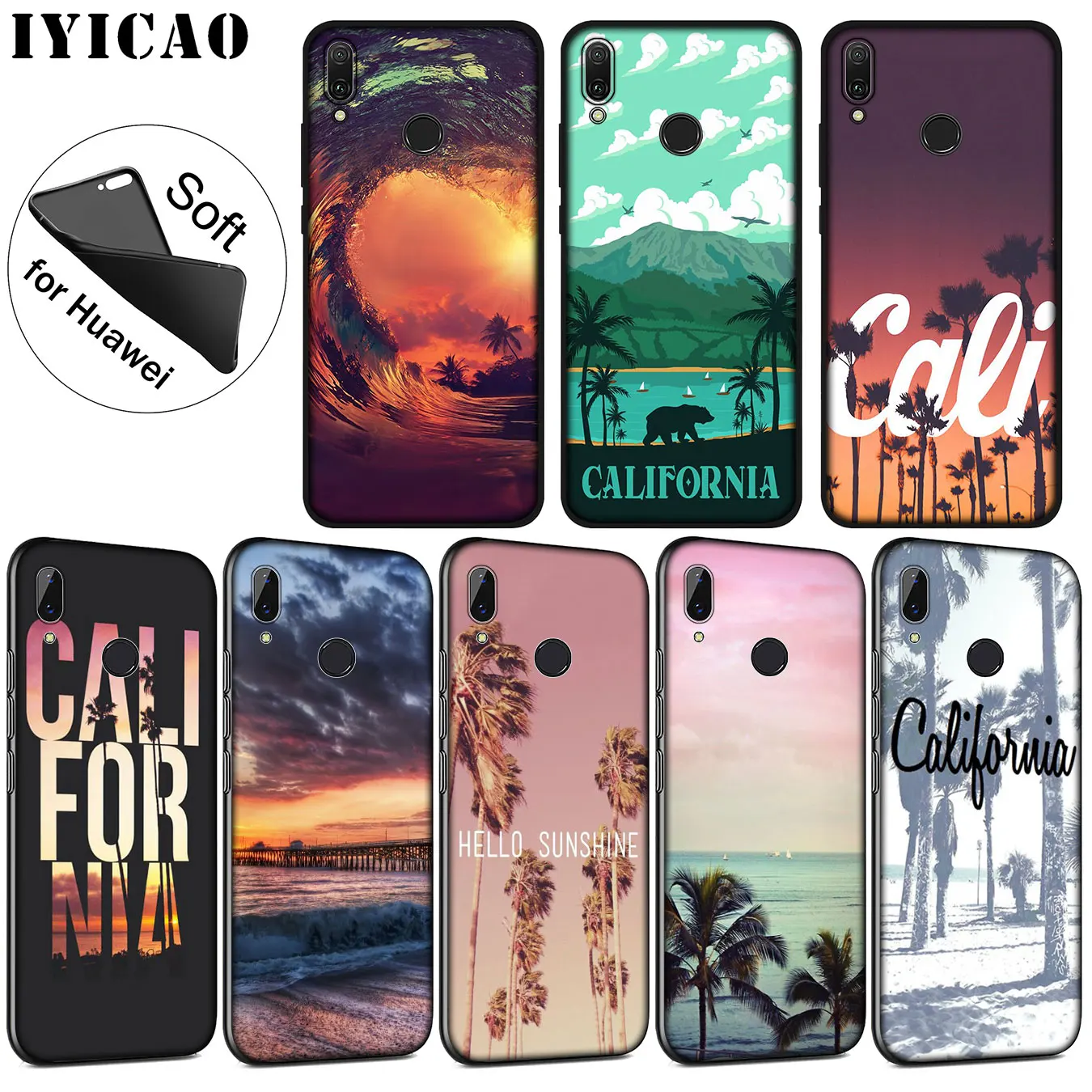 IYICAO California дорожный клиент мягкий чехол высокого качества для Huawei P30 P20 Pro P10 P9 P8 Lite