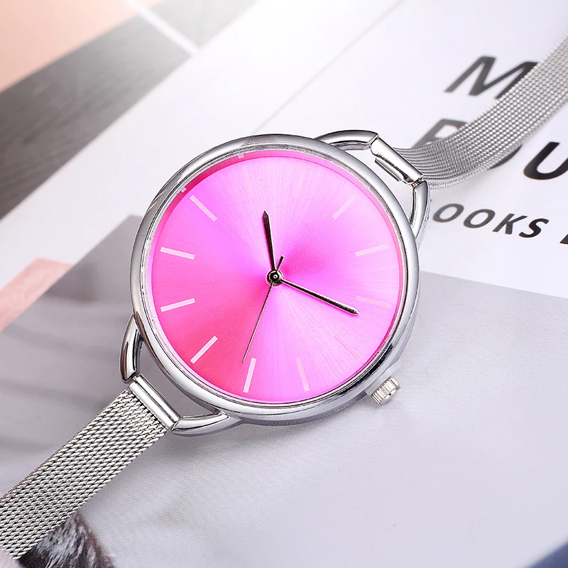Top Luxury European Style Lady Watch Elegant Big Dial Quartz Super Slim Stainless Steel Bracelet Watch Women's Wrist Reloj Mujer