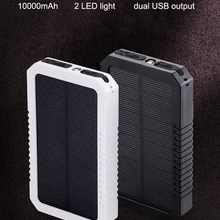Солнечный Мощность банк Водонепроницаемый 10000 mAh Солнечное Зарядное устройство 2 Порты usb внешний Зарядное устройство Мощность смартфонов банк светодиодный свет