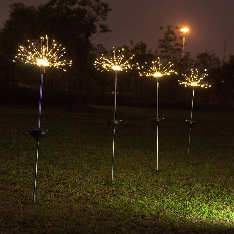 d'água, oito funções, luzes de corda, gramado,