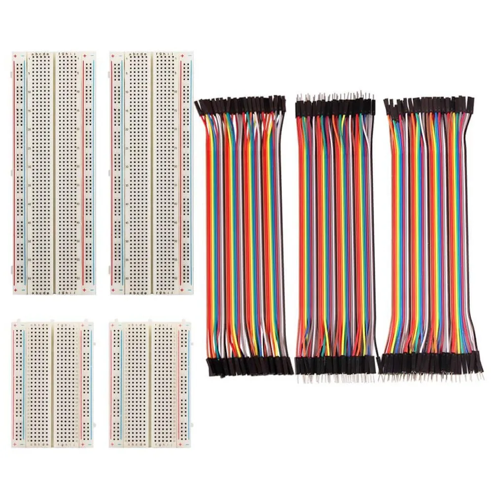 

New Style 4 Pieces Breadboards Kit with 120 Pieces Jumper Wires for Arduino Proto Shield Circboard Prototyping Terminal