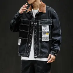 Хип-хоп джинсовые куртки мужские уличная свободные джинсовые пальто Черная куртка хлопок 2019 Осенние Топы мужские большие размеры DG132