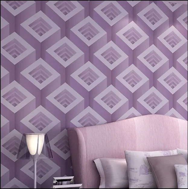 

Hot Classic New fashion feast blue square cube laser holographic printing non-woven modern 3d wallpaper wall stickers waterproof