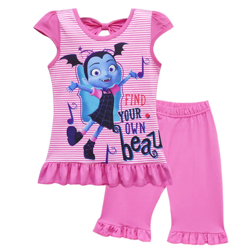 

Summer girl children's pajamas Fashion Outfits Baby Girls Pajama Clothes Sets Kids Vampirina Print Tops Tees+Pants Sleepwear