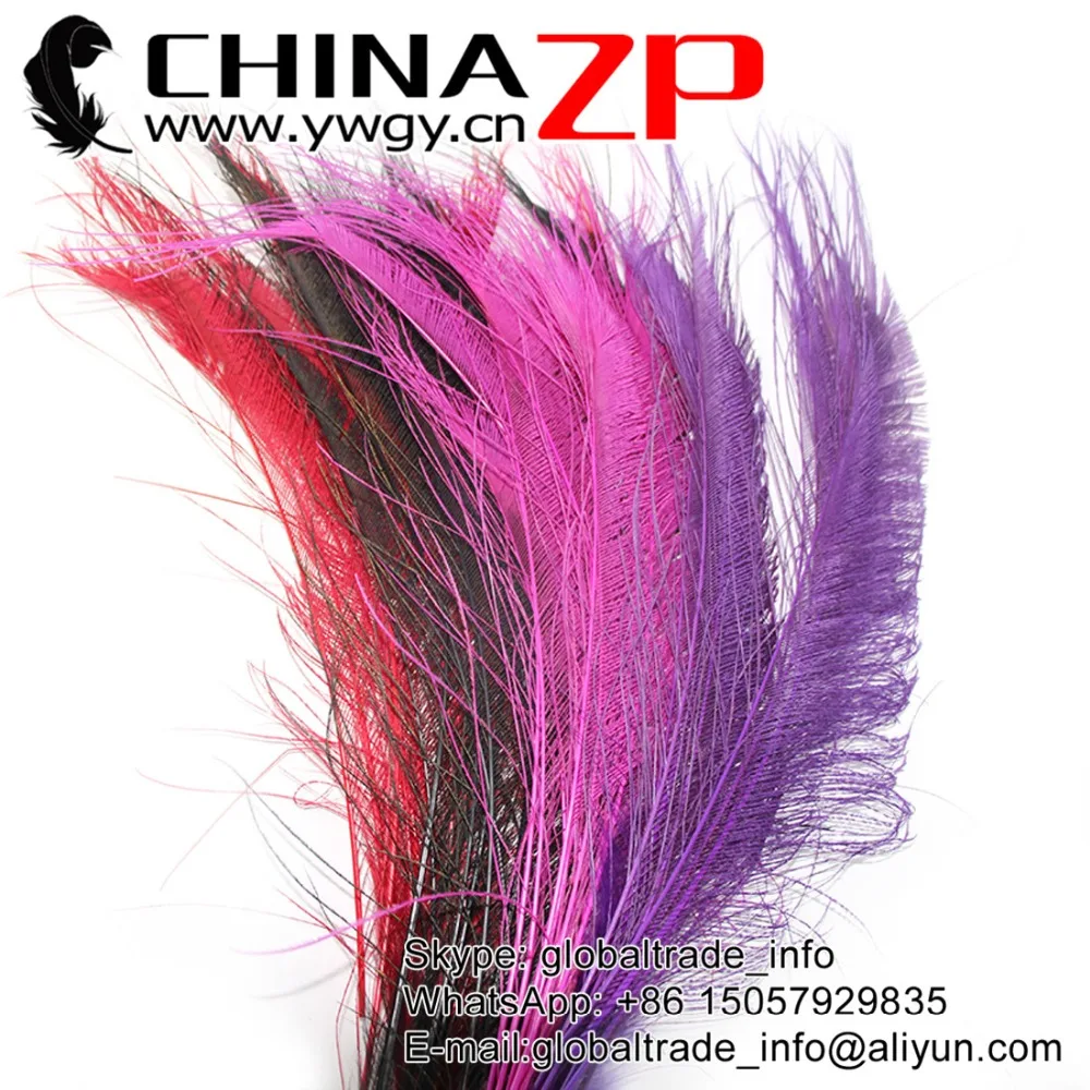 

CHINAZP Factory Size 30~40cm(12~16inch) Wholesale 100pcs/lot Selected Prime Quality Mix Colors Dyed Peacock Swords Cut Feathers