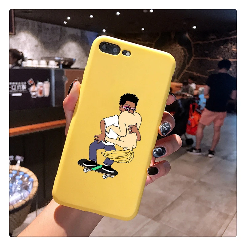 fashion sexy skate fast eat ass Candy Color TPU Case phone For iphoneX 7 8 XS XR XSMAX Pink Yellow purple Cover