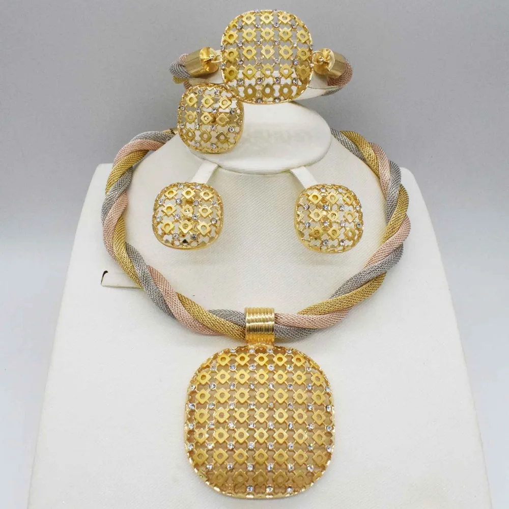 

Fashion jewelry set Nigeria wedding jewelry Dubai gold jewelry African beads jewelry sets necklace set for women