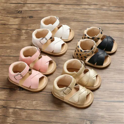 Сандалии для новорожденных девочек; нескользящая обувь из искусственной кожи; летняя обувь для девочек
