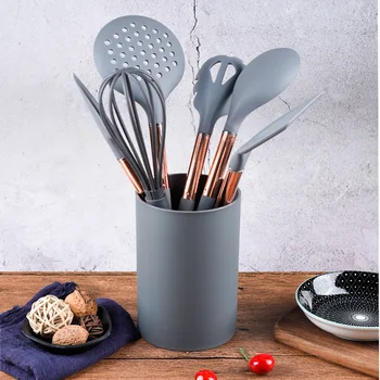 

6 Pcs/ Set High Temperature Resistant Rose Gold Silicone Kitchen Shovel Fishing Food Egg Cooking Shovel Spoon Kitchen