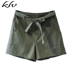 Womens Summer High Waist Wide Leg Cargo Shorts Lace Up Bow Tie Solid Color Loose Pants Three Buttons Trousers With Large Pockets Womens Summer High Waist Wide Leg Cargo Shorts Lace Up Bow Tie Solid Color Loose Pants Three Buttons Trousers With Large Pockets