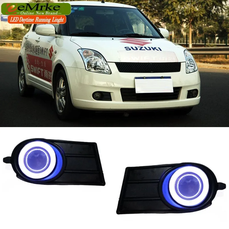 eeMrke LED Angel Eye DRL For 2006 2009 Suzuki Swift Fog Light Daytime
