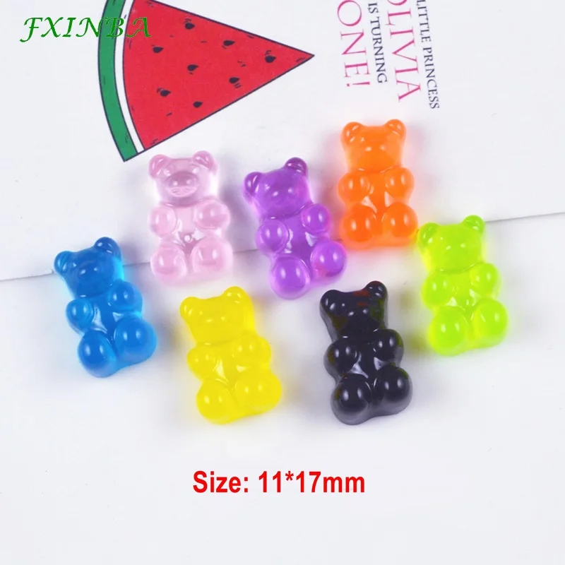 

FXINBA 50Pcs/Lot Cute Resin Bear Charms For Slime Candy Polymer Clay DIY Cake Phone Decoration Slime Supplies Kit Sprinkles Toys