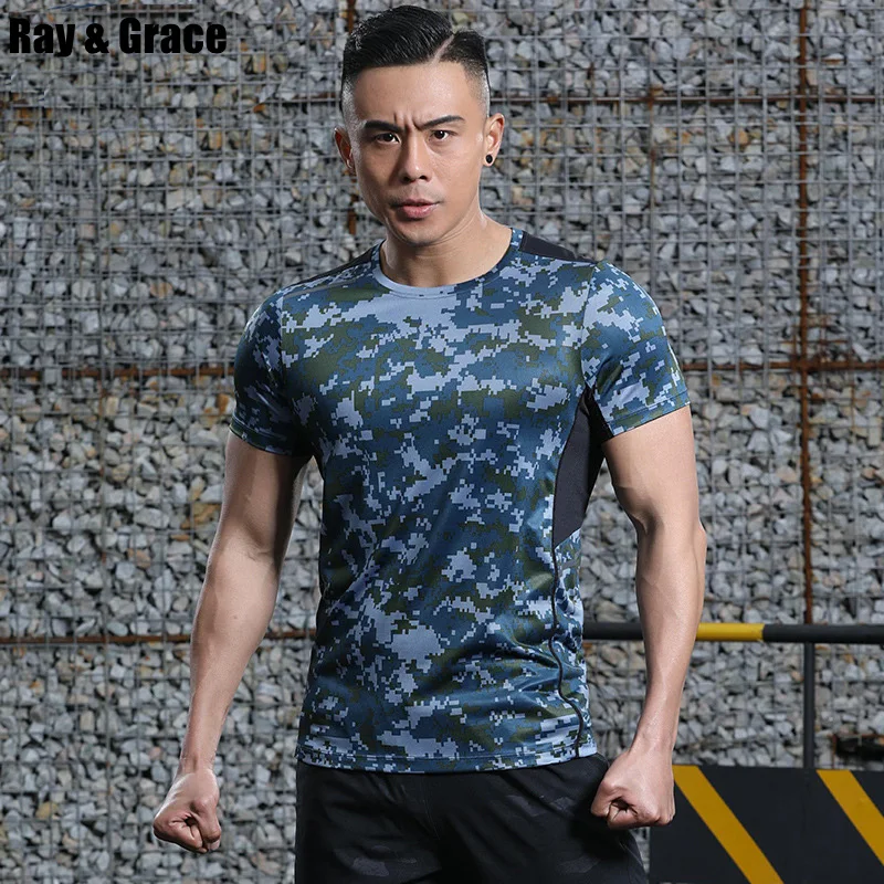 

Summer Tshirt Breathable Camouflage Men Running T-Shirt Short Sleeve Clothes Breathable Quick Dry Tees For Male Fitness Clothing