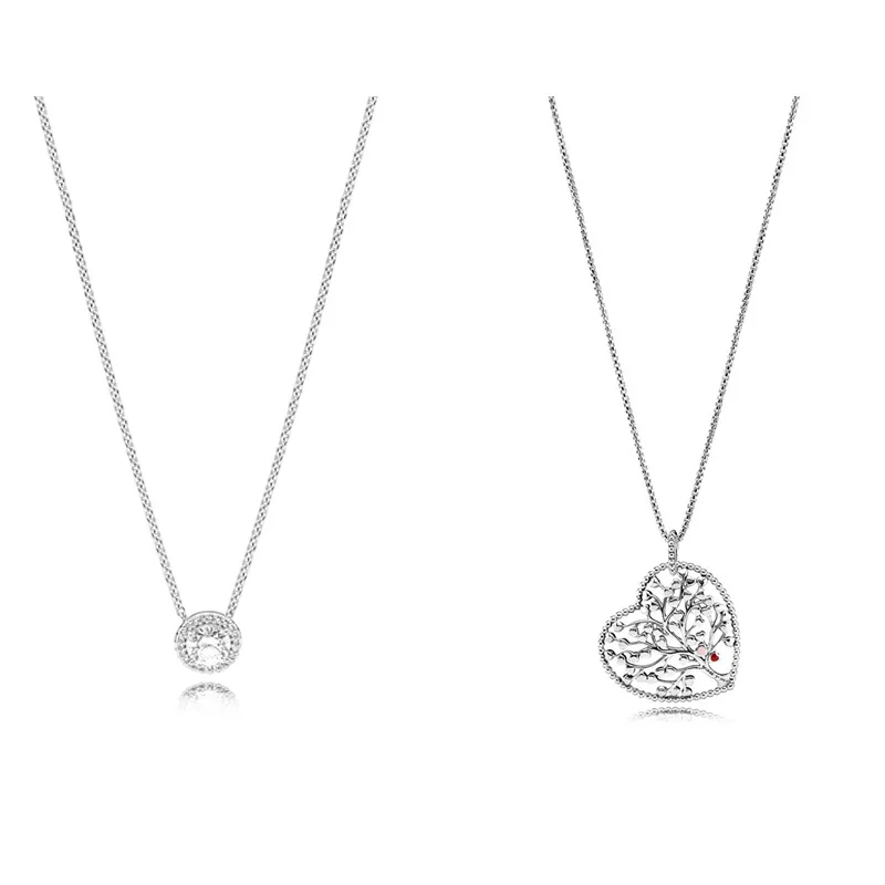 2 Style Authentic 925 Sterling Silver Necklaces Tree Crystal Heart Pendant Necklace for Women Party Wedding Jewelry 2 Style Authentic 925 Sterling Silver Necklaces Tree Crystal Heart Pendant Necklace for Women Party Wedding Jewelry