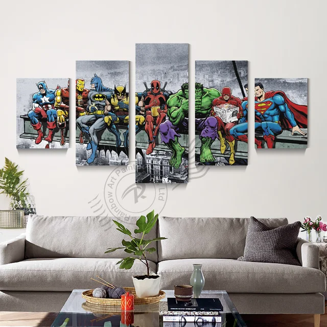 Aliexpress 5 Panel Bat Man Movie Poster Canvas Art Oil 5 Panel Bat Man Movie Poster Canvas Art Oil Painting Home Decor Modular Wall Picture For Living Room Print Unframd Br0135