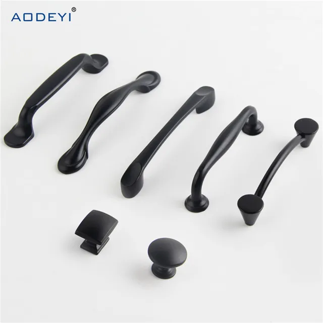 Muebles Manijas Del Cajón Del Gabinete Perillas Negro Puerta de La