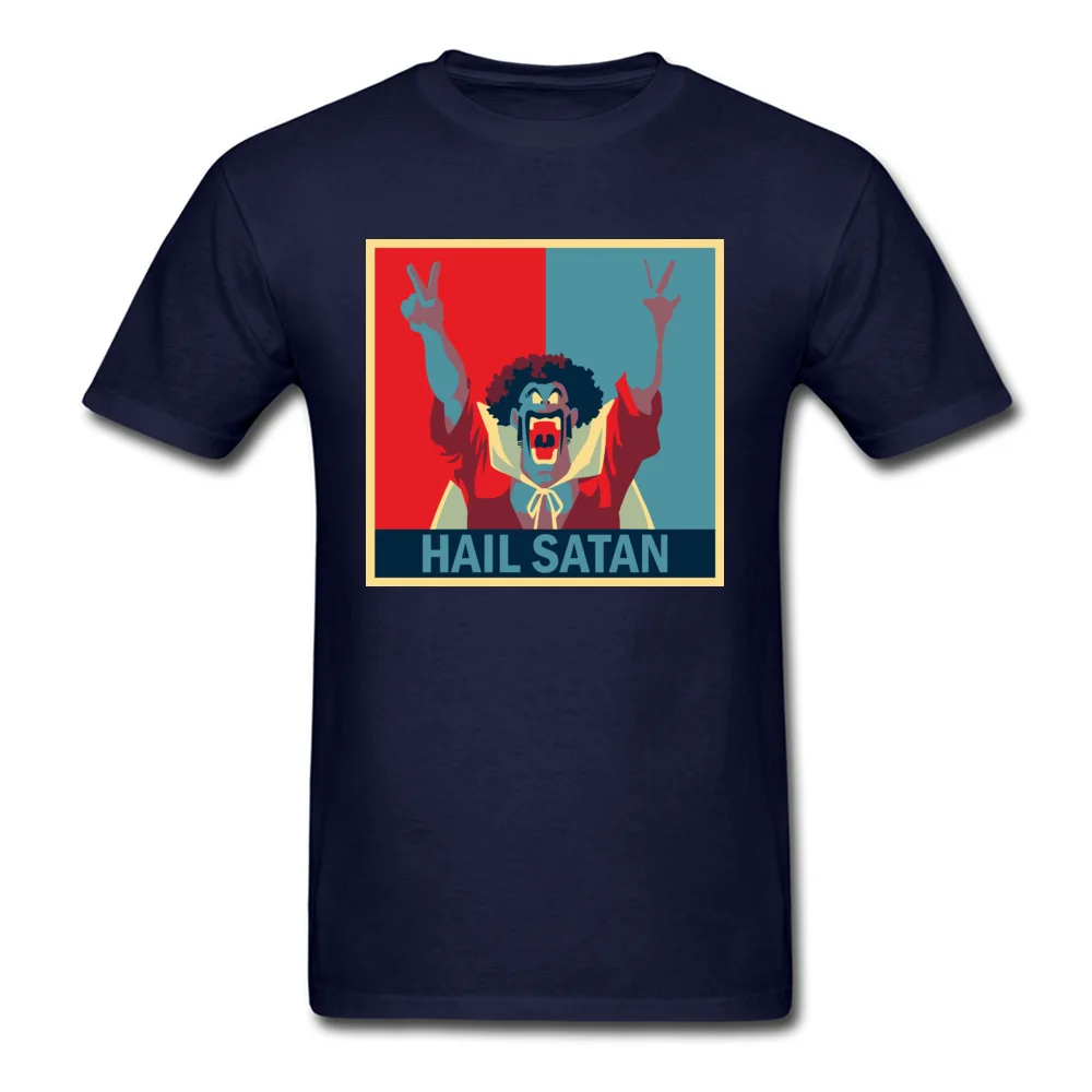 Hail Satan Tshirts Funny Short Sleeve 2018 Discount Round Collar 100% Cotton Tops Tees Summer Sweatshirts for Men Lovers Day Hail Satan navy