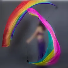 Шелк танец живота Poi вуаль для взрослых 2 шт мяч+ 2 шт вуаль танец живота Poi тренировочный реквизит Радужный цвет