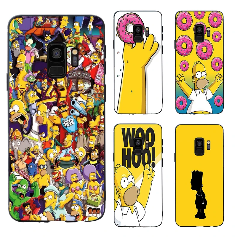 

Simpsons funny soft Silicone black cover phone case For samsung galaxy s7 edge s6 s5 s8 s9 plus cute Cartoons