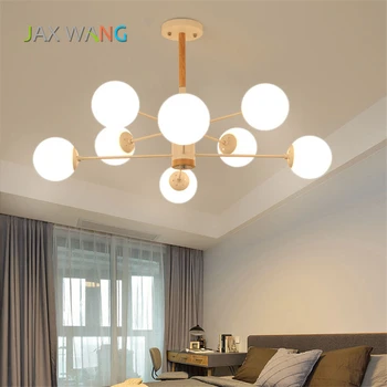 

E27 Bulb Kitchen Dining & Bar Adjustable LED Pendant Lights for Living Room Wood Hanging Lights Lustres Dining Lighting Fixtures