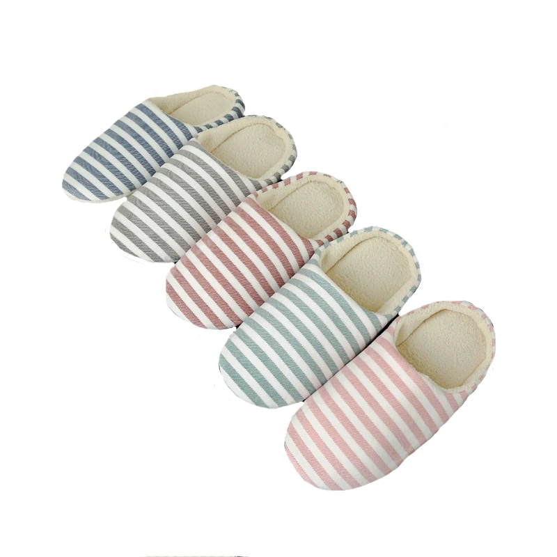 

Millffy New soft bottom super soft striped wooden floor indoor mute cotton slippers home indoor wooden floor anti-skid drag