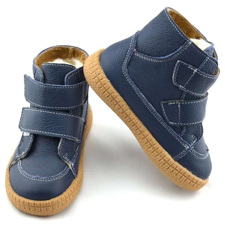Ботильоны детские зимние ботинки новые детские зимние ботинки Спортивная обувь из коровьей кожи обувь из плюша для девочек обувь синего цвета для мальчиков Размер 27-33