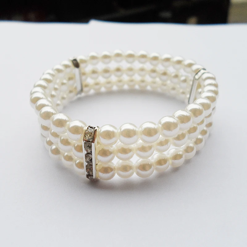 

Good quantity 3r(99PCS) rope chain muslims pearl bracelet,White Pearl 3 Storey religious tasbih prayer wdding Bangle & bracelet