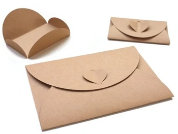 

50pcs Heart Shape Pearlized Kraft Paper Envelopes Mini Gift Paper Bag For Wedding Invitation Cards