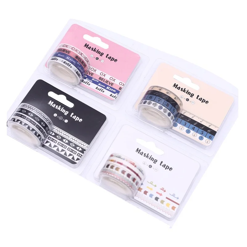 

4 Pcs/Set Creative Number Symbol Series Washi Tape Adhesive Tape DIY Scrapbooking Sticker Label Masking Tape