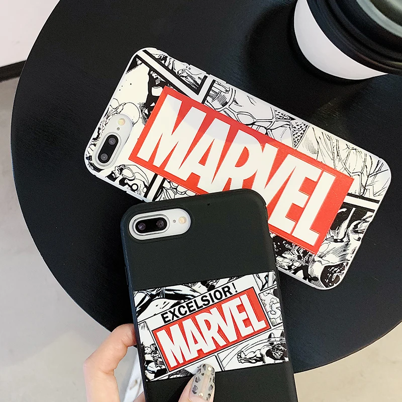 Super Cool Male Marvel Avengers Phone Case For iPhone 6 6s 7 7plus 8 8plus X XS Matte Silicone Superman Batman Cases Coque