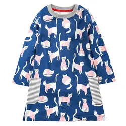 Платье для девочек Осенне-зимняя детская одежда Брендовое платье для девочек с героями мультфильмов детская одежда для принцессы для