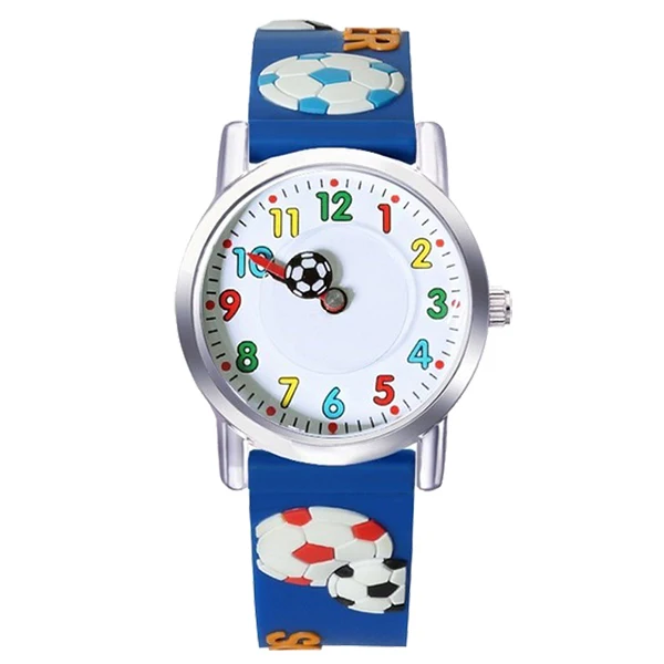 

WILLIS NEW Child 3D CLOCK Brands Children Waterproof Watches Cartoons Design Analog Clock kid Quartz Wrist Watches blue footba