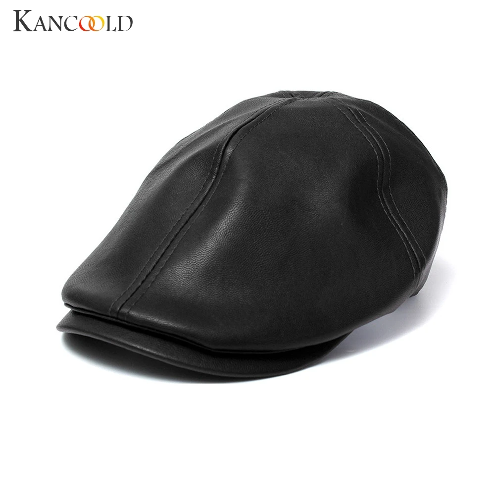 Мужская и женская шапка KANCOOLD винтажный кожаный берет высокого качества Кепка с