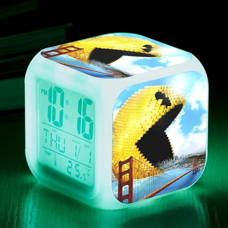Movies Pixels LED Alarm Digital Clock Touch Light Up reloj despertador