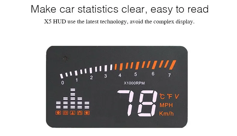 XYCING X5 3 дюймов HUD Автомобильный дисплей OBD2 скорость вождения автомобиля метр лобовое стекло автомобиля проектор KMH MPH дисплей скорость сигнализации