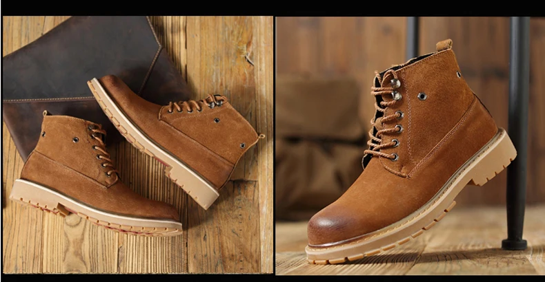 Men's Boots Lace-up Desert Boot Ankle Black Men Boots Genuine Leather Men Shoes Genuine Leather Winter Shoes Mens Fashion Boot   (20)