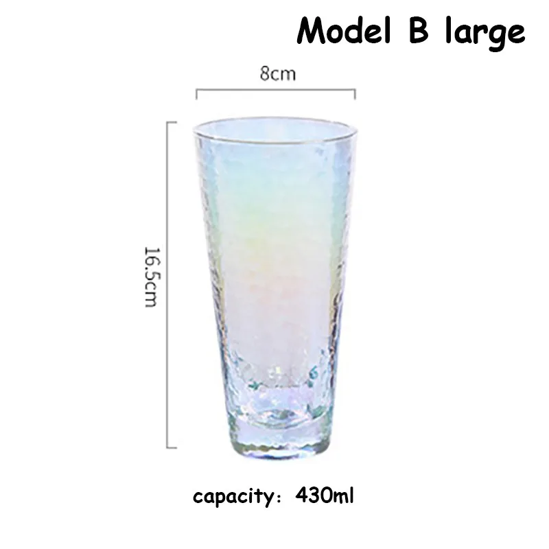 Красочные чашки прозрачные Кружки Стакан для воды es свинец Радуга напиток посуда бар чаша для коктейля японский Термостойкое стекло 1 шт - Цвет: Model B-l
