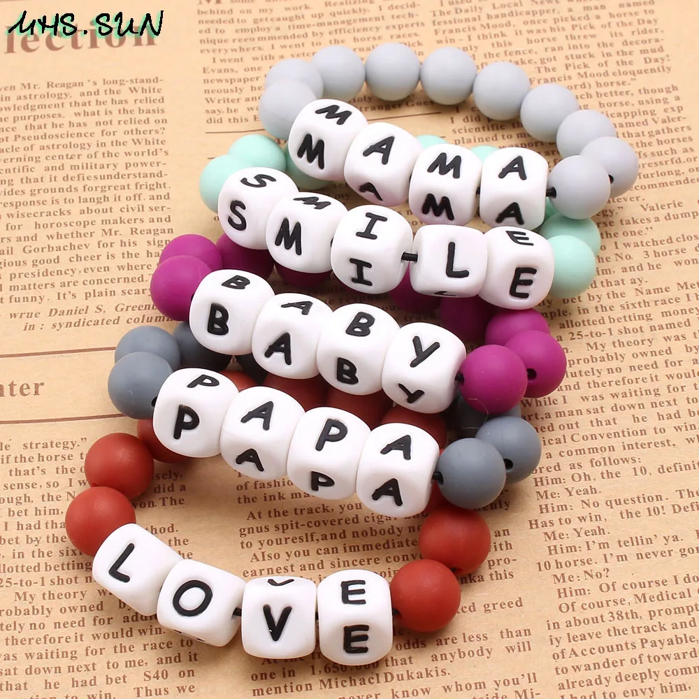 KT004 (3)$5.4.Food Grade Silicone Beads Baby Bracelets Personalised ColorLetter Teether Bangles Girls Chewable Nursing Jewelry 1PCJPG