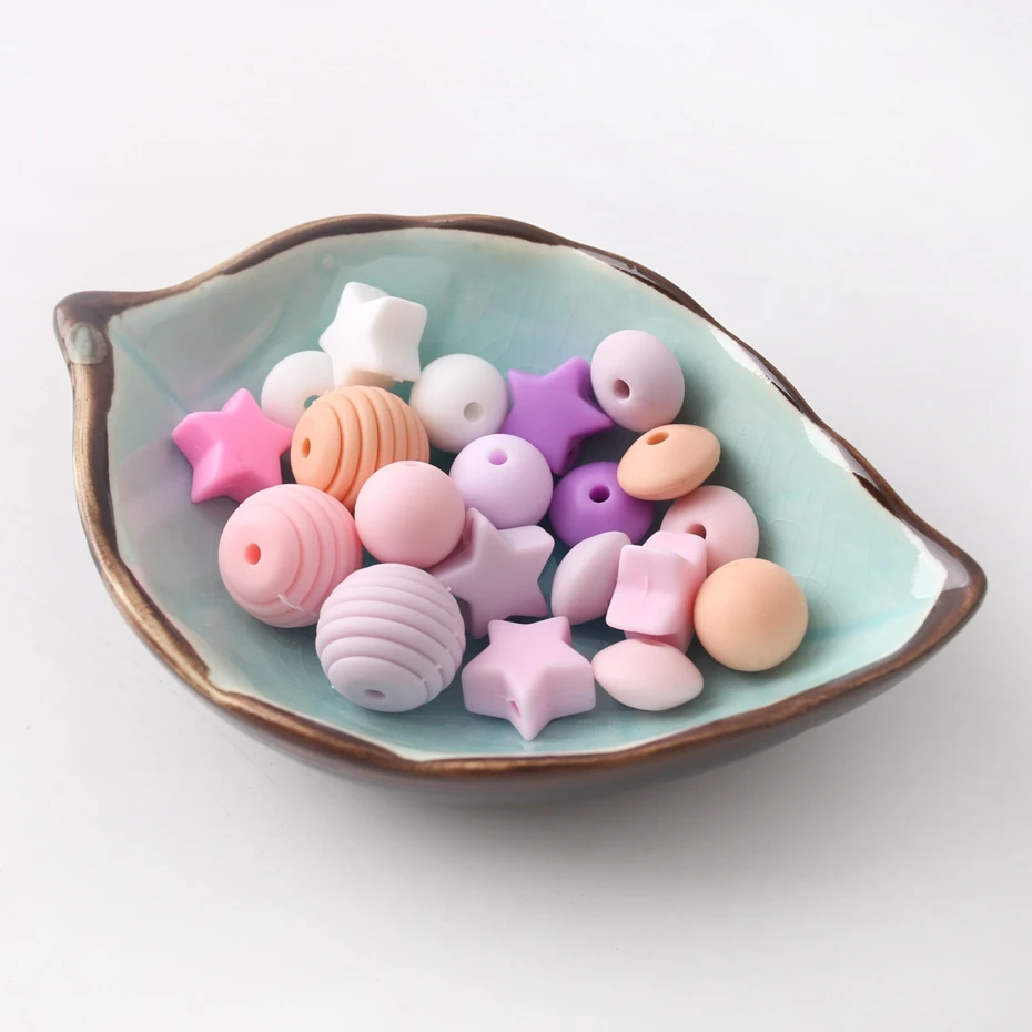 

Let's Make 20PCS Silicone Beads Mini Stars BPA Free Silicone Teething Handmade DIY Bracelet Necklace Chewable Toys Baby Teether