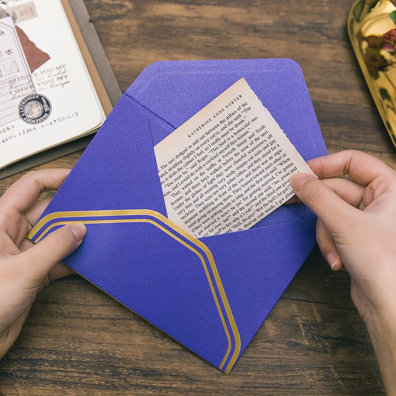  5pcs/lot Exquisite Bronzing Western Envelopes Greeting Card Gift Packaging Vintage Envelopes for We - 32963345081