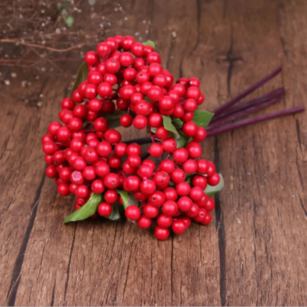 2 Sets Artificial Berry Branch Decorative Berries DIY Christmas Wreath Accessories Fake Red berries Christmas Decoration