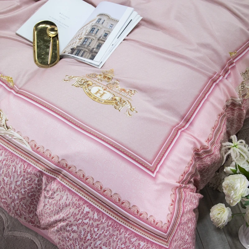 Waliicorners 60S Egyptian Cotton Royal Luxury Bedding set King Queen Size boho Bed set Duvet Cover Bedsheet set parrure de lit 37 8