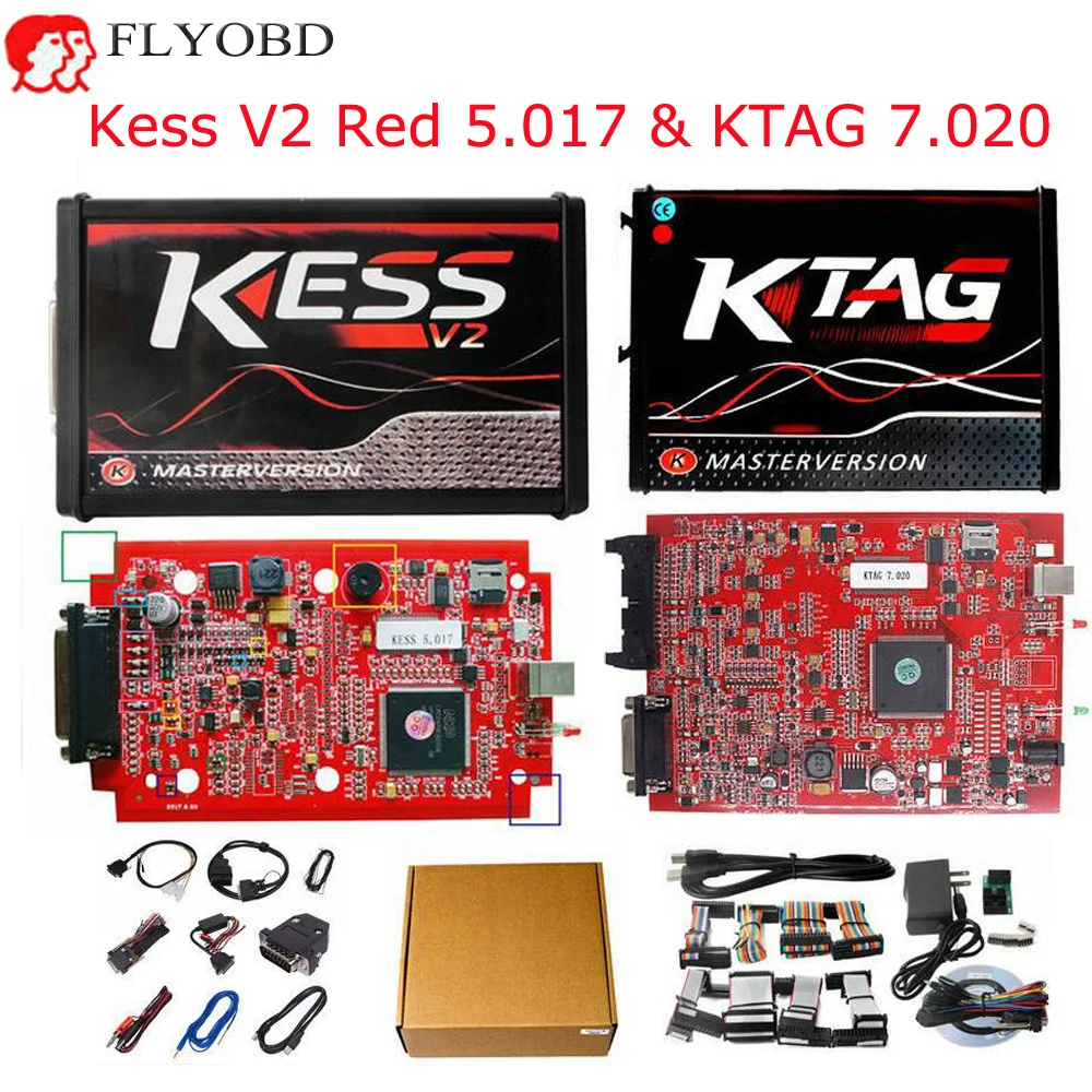 

Red EU Online Kess V2 V5.017 Software V2.47 OBD2 Manager Tuning Kit Red KTAG K-TAG V7.020 No Token Limite Master ECU Programmer