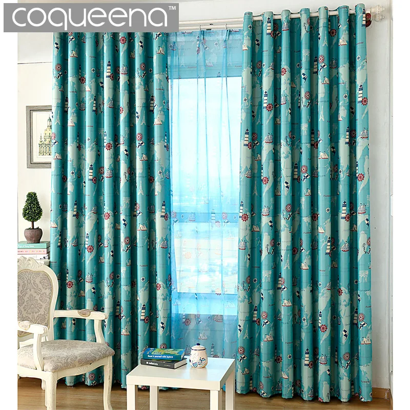 Ship Anchor Blackout Curtains for Living Room Bedroom Kids Room Window Curtains Panel Curtain Drapes Velum